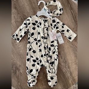 NWT Jessica Simpson Baby Romper with Matching Headband Sz 0-3